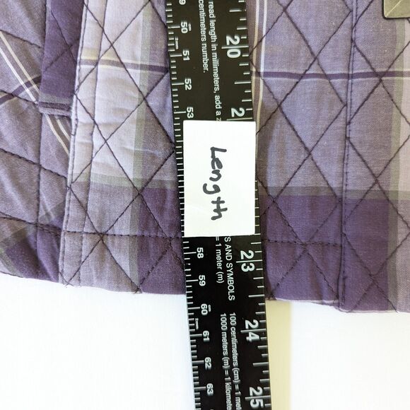 Christopher & Banks Purple Plaid Quilted Vest Size M Cotton Snap Button Lined - Picture 11 of 12